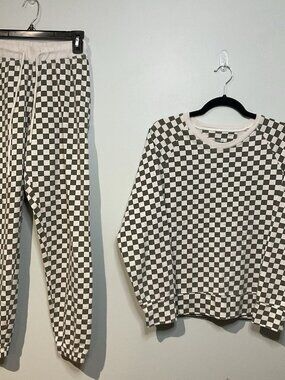 Splits 59 Sweatpants (xsmall) Sweatshirt (small) White Gray Checkered Board